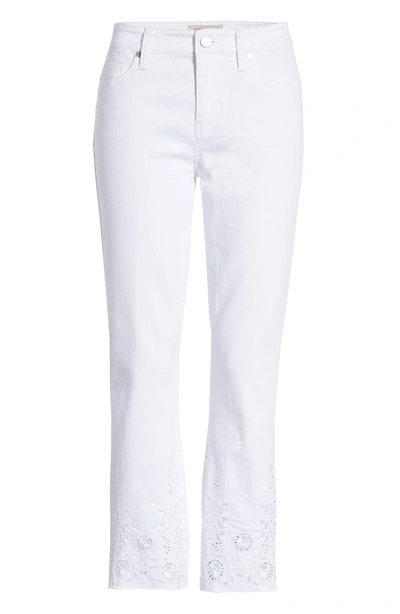 Shop Liverpool Hannah Embroidered Raw Hem Jeans In Bright White