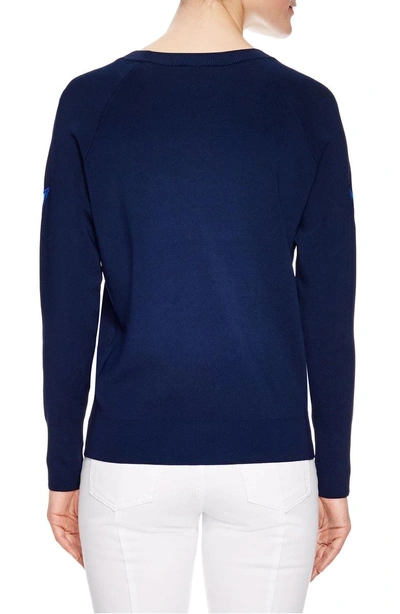 Shop Sandro Mesh Inset Sweater In Marine
