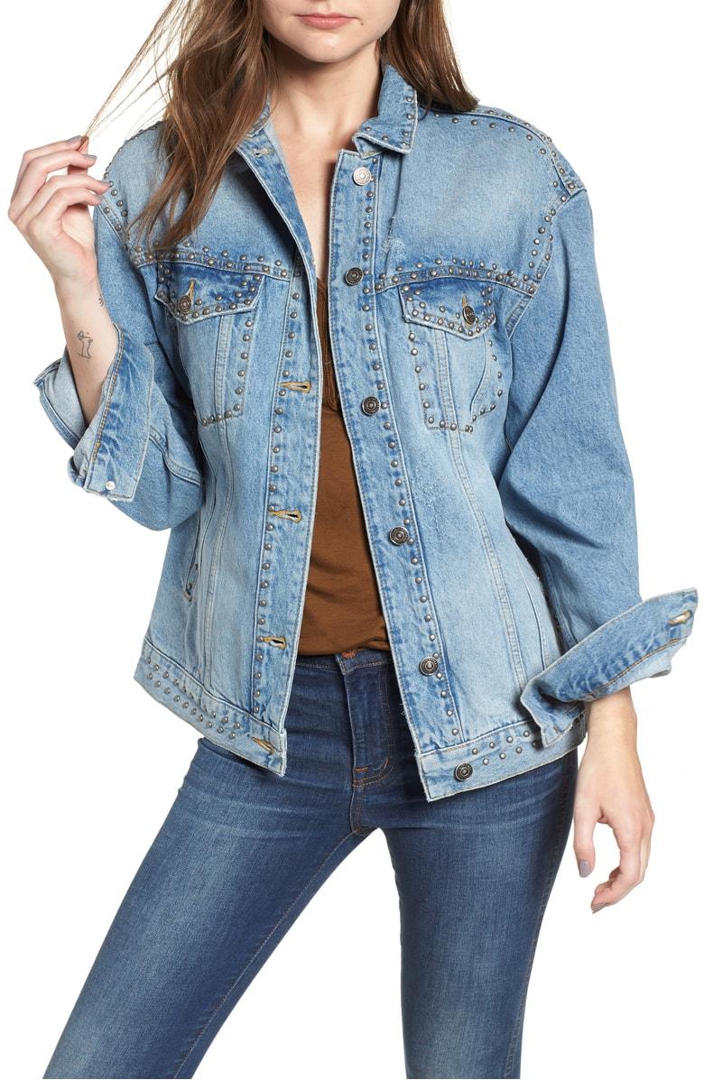 free people studded jean jacket