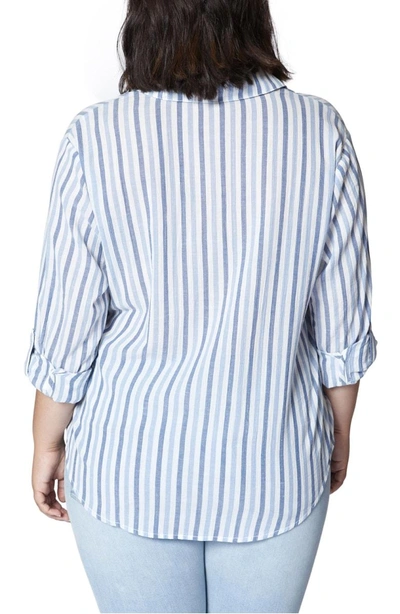 Shop Sanctuary Steady Boyfriend Stripe Shirt In Indigo Stripe