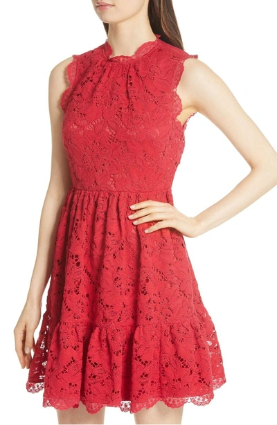 Shop Kate Spade Poppy Field Lace Fit & Flare Dress In Lingonberry