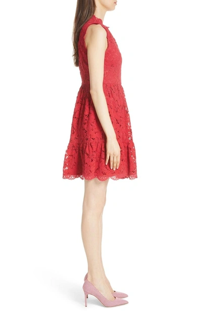 Shop Kate Spade Poppy Field Lace Fit & Flare Dress In Lingonberry