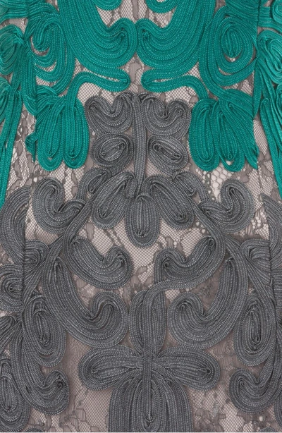 Shop Js Collections Soutache Lace Midi Dress In Teal/ Grey