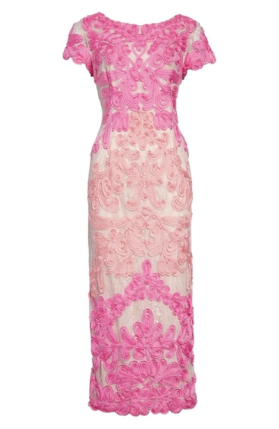 Shop Js Collections Soutache Lace Midi Dress In Hot Pink/ Nude