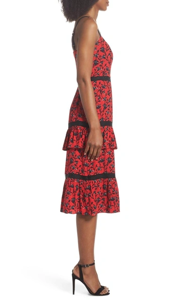 Shop Adelyn Rae Isabel Tiered Ruffle Midi Dress In Red-black