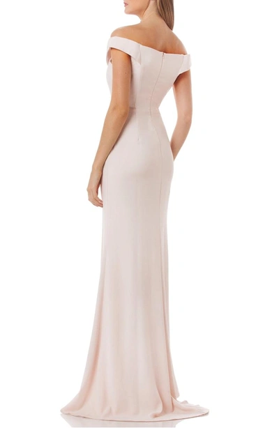 Shop Carmen Marc Valvo Infusion Carmen Marc Valvo Crepe Gown In Porcelain