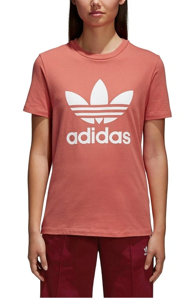 Shop Adidas Originals Trefoil Tee In Trace Scarlet/ White