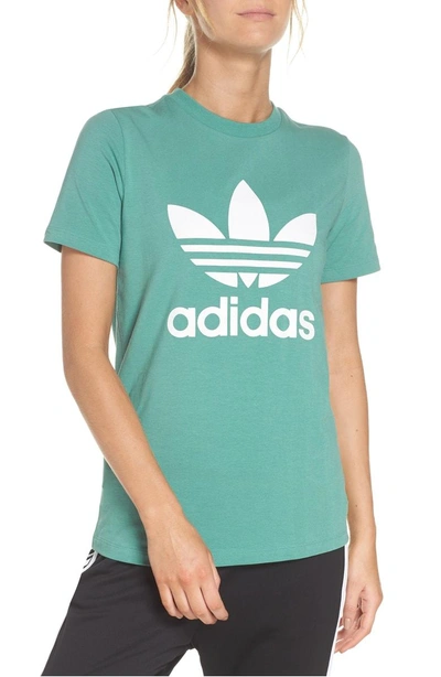 Shop Adidas Originals Trefoil Tee In Future Hydro F10 / White