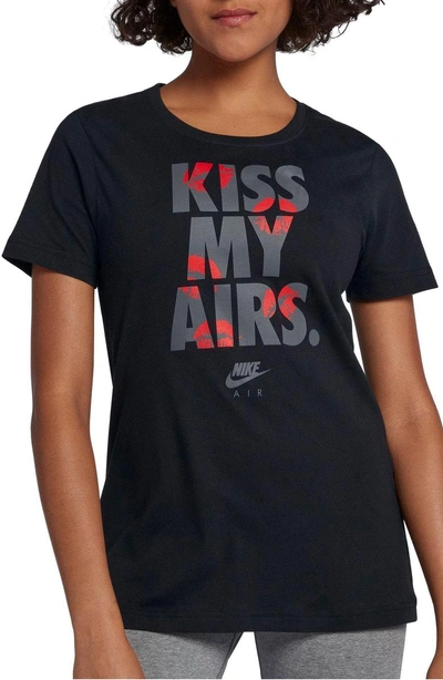 Nike Sportswear Kiss My Airs Crewneck Tee In Black/ Dark Grey | ModeSens