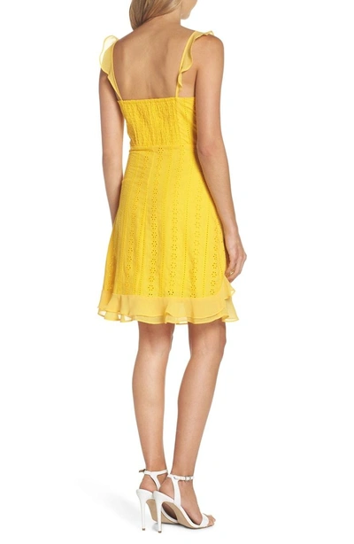 Shop Heartloom Jessa Ruffle Eyelet Fit & Flare Dress In Lemonade