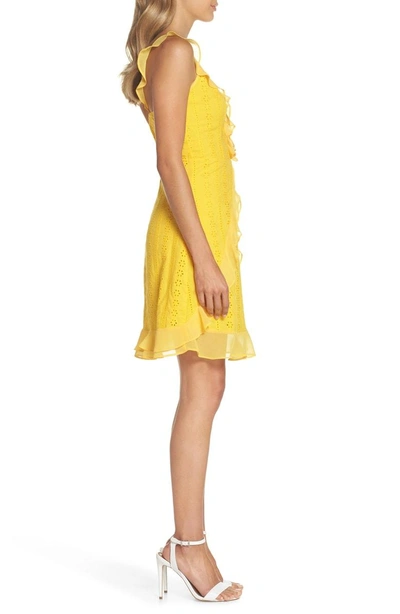 Shop Heartloom Jessa Ruffle Eyelet Fit & Flare Dress In Lemonade