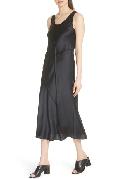 Vince Raw-edge Silk Tank Dress In Iron