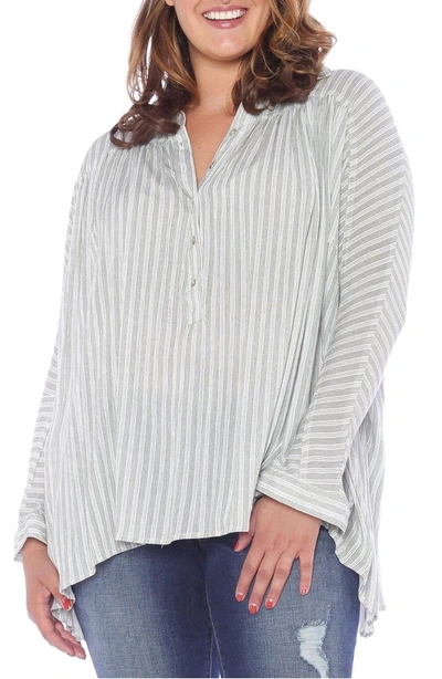 Slink Jeans Stripe Babydoll High/low Top In Olive