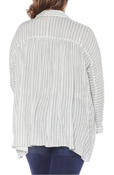 Slink Jeans Stripe Babydoll High/low Top In Olive