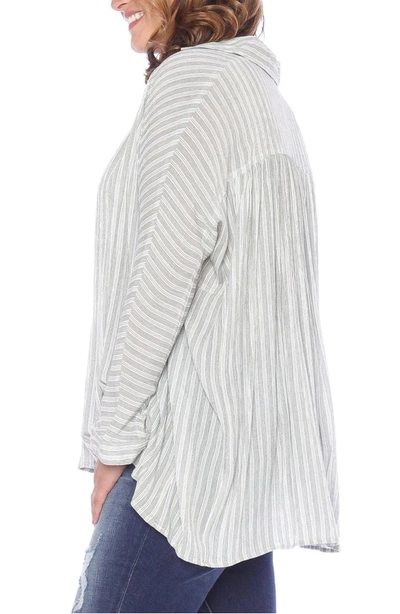 Slink Jeans Stripe Babydoll High/low Top In Olive