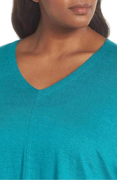 Shop Eileen Fisher Organic Linen Top In Turquoise