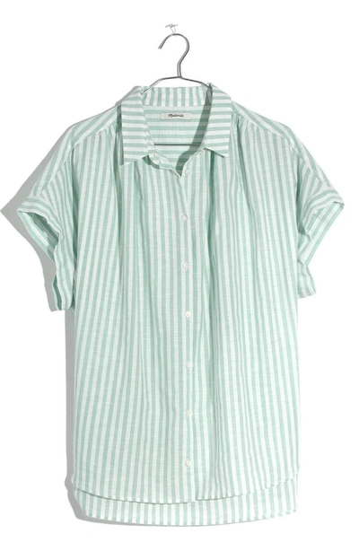 Shop Madewell Central Stripe Shirt In Mint Stripe Sea Haze