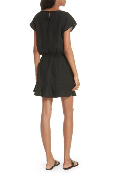 Shop Joie Quora Ruffle Linen Dress In Caviar