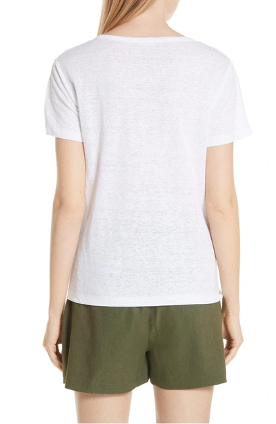 Shop Vince Linen Short Sleeve Top In Optic White