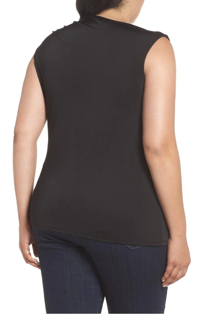 Shop Vince Camuto Asymmetrical Twist Liquid Top In Rich Black