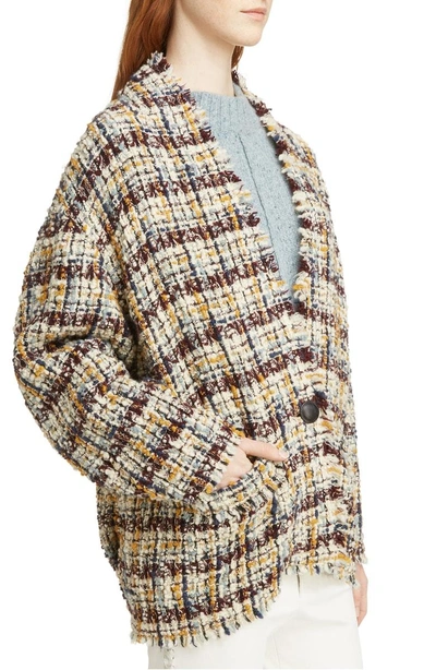Shop Isabel Marant Wool Blend Tweed Coat In Multicolor