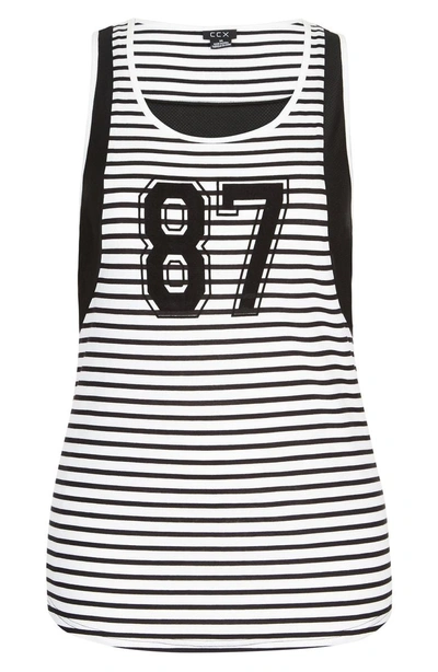 Shop City Chic 87 Stripe & Mesh Tank In Black/ White Stripe