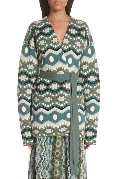 Shop Altuzarra Reversible Belted Cashmere Cardigan In Pine