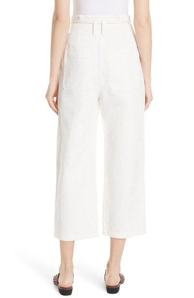 Shop Vince High Rise Linen Cotton Crop Pants In Off White