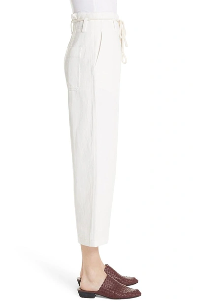 Shop Vince High Rise Linen Cotton Crop Pants In Off White