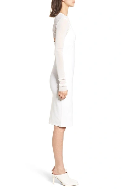 Shop Kendall + Kylie Mesh Overlay Sheath Dress In Bright White