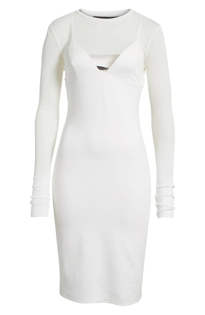 Shop Kendall + Kylie Mesh Overlay Sheath Dress In Bright White