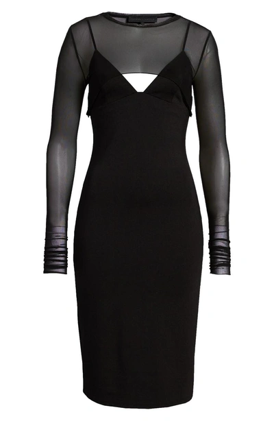 Shop Kendall + Kylie Mesh Overlay Sheath Dress In Black