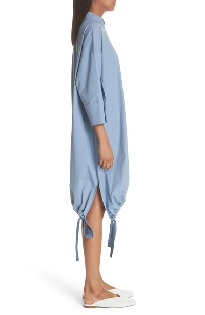 Shop Ji Oh Asymmetrical Mixed Media Dress In Blue