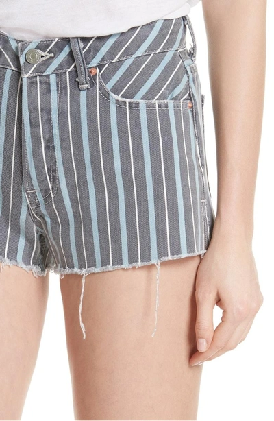 Shop Grlfrnd Cindy Stripe Denim Shorts In Taffy