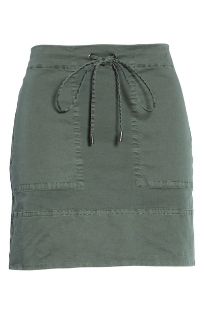 Shop Theory Stretch Cotton Drawstring Miniskirt In Spanish Green