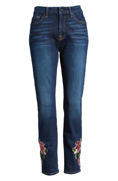 Shop Jen7 Embroidered Ankle Skinny Jeans In Pretty Dark Hudson