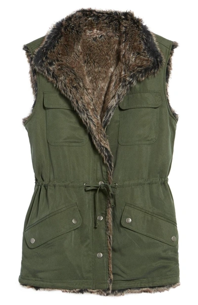 Shop Cupcakes And Cashmere Ashling Faux Fur Lined Utility Vest In Army