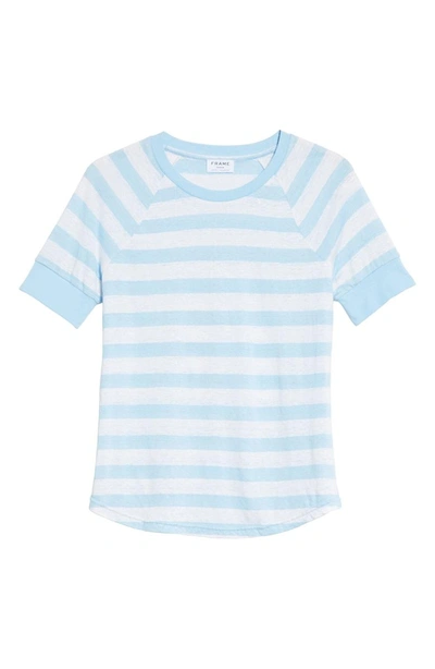 Shop Frame Stripe Raglan Linen Tee In Blanc Multi