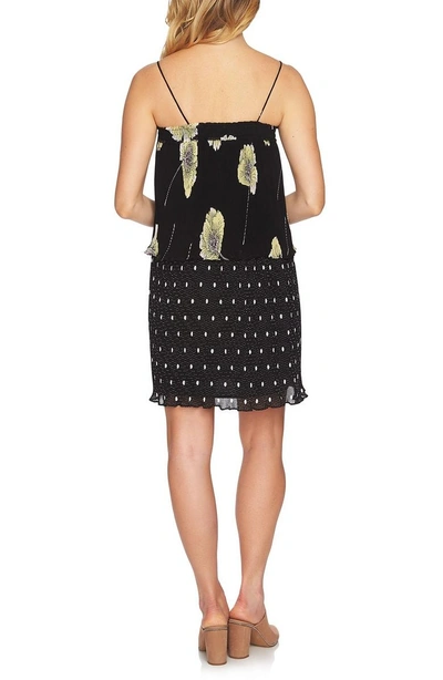 Shop 1.state Mixed Print Pleated Shift Dress In Rich Black