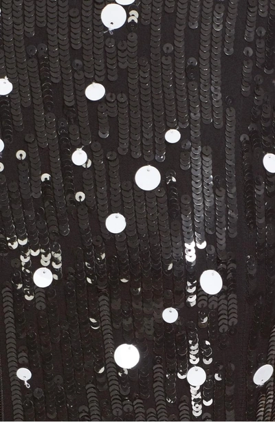 Shop Carolina Herrera Degrade Sequin Silk Midi Dress In Black/ White