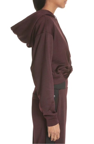 Shop Alexander Wang T Twist Front Crop Hoodie In Maroon