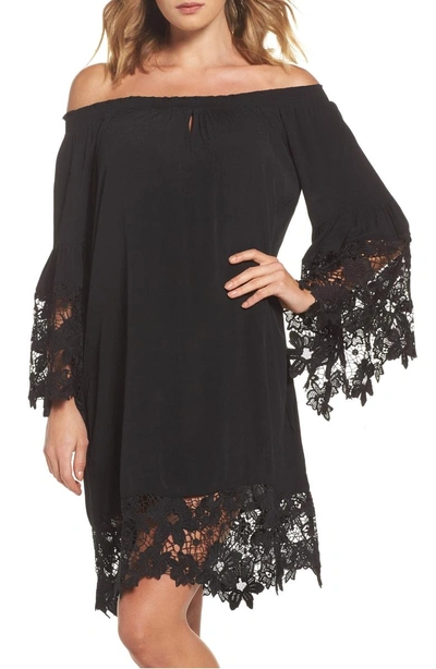 Shop Muche Et Muchette Jolie Lace Accent Cover-up Dress In Black