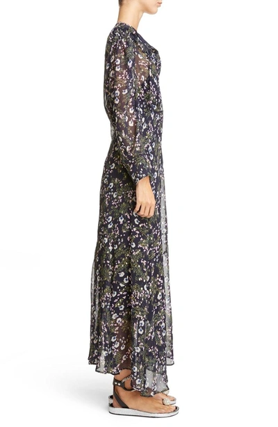 Shop Isabel Marant Metallic Bloom Silk Maxi Dress In Midnight
