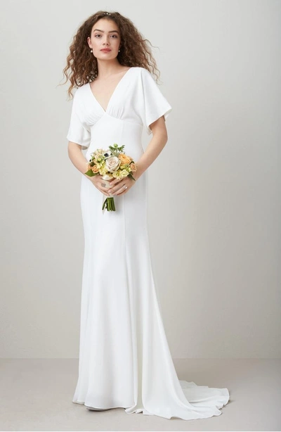 Shop Joanna August Pattie Empire Waist Crepe Gown In White