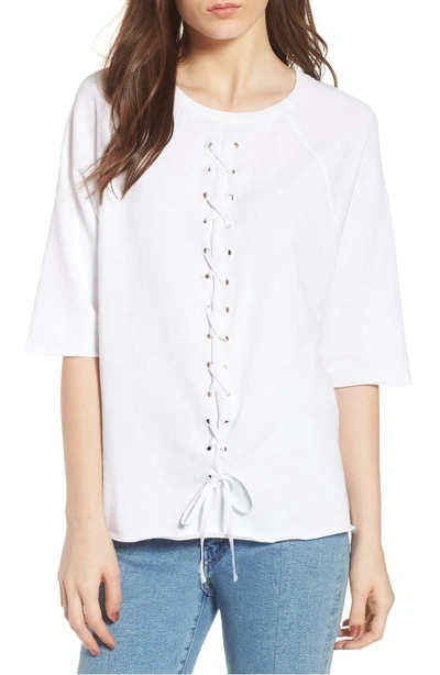 Shop South Parade Julie - Vertical Eyelets Terry Top In White