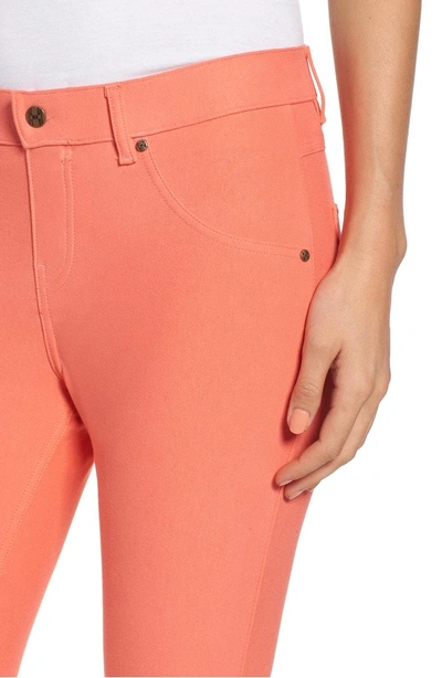 Shop Hue Split Hem Denim Leggings In Papaya