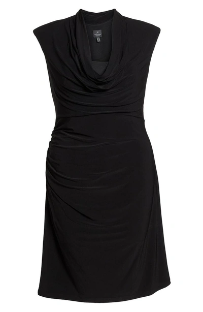 Shop Adrianna Papell Cowl Neck Ruched Matte Jersey Dress In Black