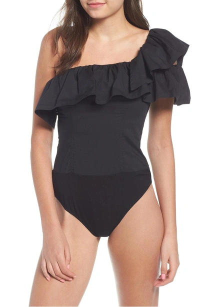 Shop Kendall + Kylie One-shoulder Bodysuit In Black