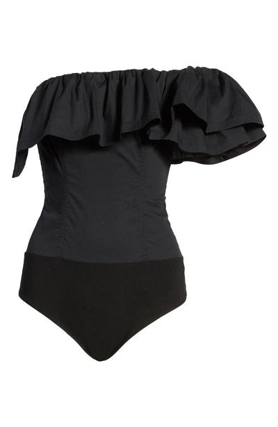Shop Kendall + Kylie One-shoulder Bodysuit In Black