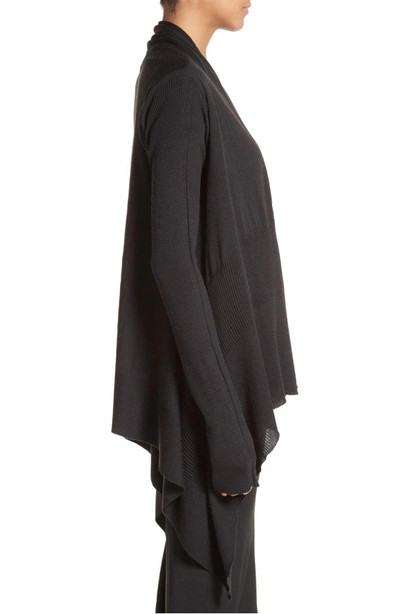 Shop Rick Owens Merino Wool Drape Cardigan In Black